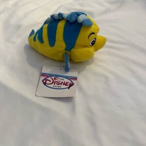 NWT Vintage Disney Store The Little Mermaid Flounder 7” Mini Bean Bag Plush